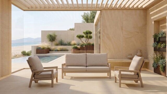 Alu Lounge Sevilla Large Sofa Set Champagne Frame Met Navajo White Kussen