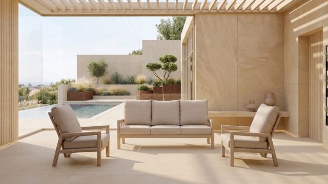 Alu Lounge Sevilla XL Sofa Set Champagne Frame Met Navajo White Kussen