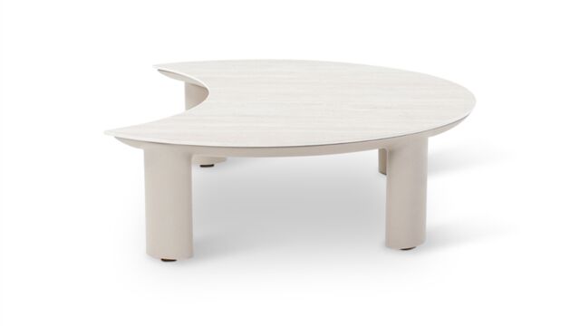 Nimbo Salontafel Halvemaanvorm Alu Frame Topo - Keramiek Top Travertino