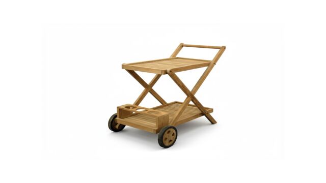 Trolley Ribu 2 mit Rädern und Weinregal 50 x 87 x H92 cm – Diamond-Kollektion