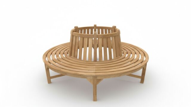 Gartenbank, Baumbank, rund, Durchmesser 220 cm, robust – 4 Teile – Diamond Collection