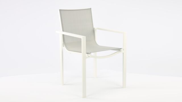 Alu Stacking Chair Arolla White Matt - Light Grey Textilene