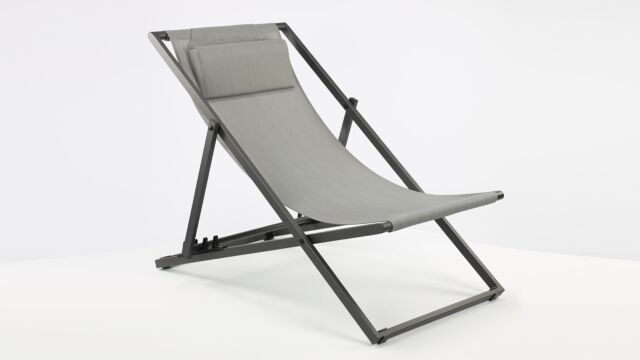 Alu Libec Transat Charcoal Mat - Textilène Gris Argent