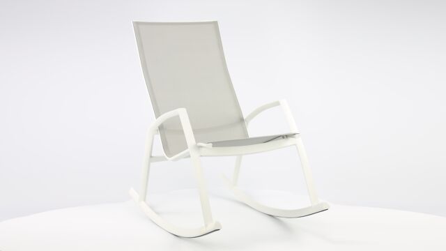 Alu Schommelstoel Kennedy White Mat - Light Grey Textilene  