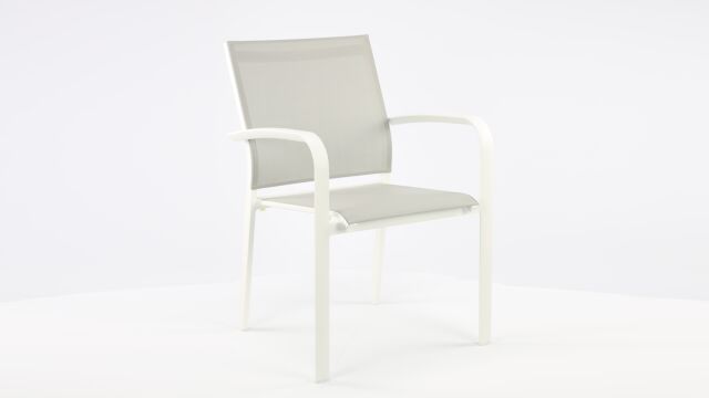 Alu Stacking Chair Malaga White Matt - Light Grey Textilene 