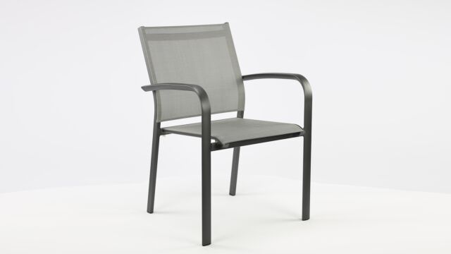 Chaise empilable alu Malaga anthracite mat - Gris argenté Textilène 