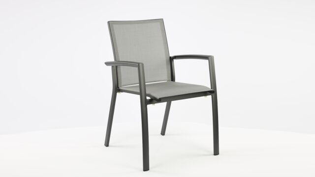 Chaise empilable en aluminium Sydney Charcoal Matt - Textilène gris argenté