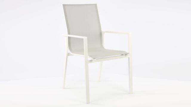 Alu Stapelstoel Napoli White Mat - Light Grey Textilene