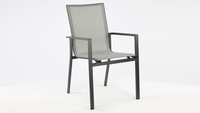 Alu Stacking Chair Napoli Charcoal Matt - Silver Grey Textilene
