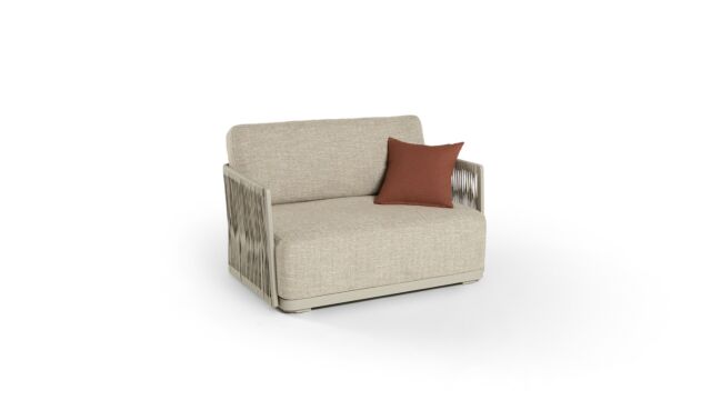 Alu Lounge Melbourne 1,5-Zit Alu Linnen Met Rope Linnen + Zit en Rugkussens Light Taupe QDF + Kussen Bordeaux