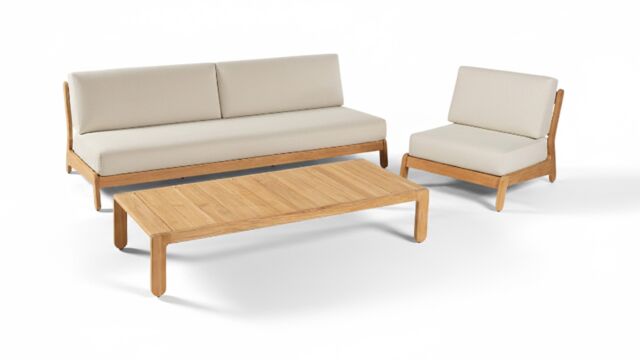 Teak Lounge Grace Sofa Set 3-Zit + 1-Zit Met Salontafel en Zit en Rug kussens Ecru QDF