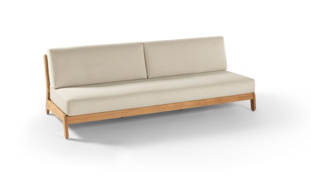 Canapé 3 places Teak Lounge Grace + Coussins d'assise et de dossier en mousse à séchage rapide écru