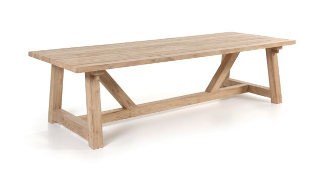 Teak Tuintafel American Cottage 300cm x 120cm Met A-Poot Zwaar Massief Recycled Teak 