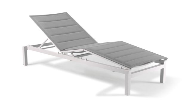 Liegestuhl Tremezzo Alu Weiß - Hellgrau Olefin Textileneen