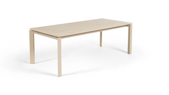 Ausziehbarer Aluminiumtisch Bettini 150/210 cm x 80 cm, Aluminium Sand + Keramikplatte Sand