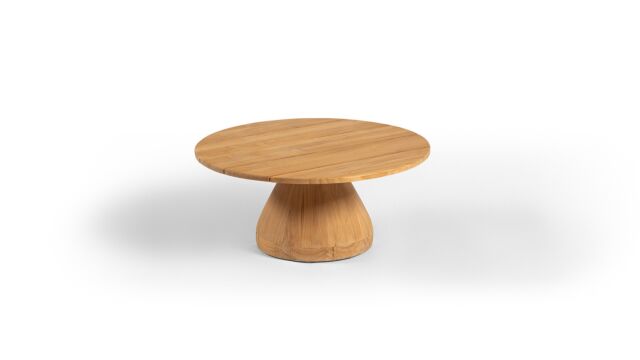 Teak-Couchtisch Albany, Durchmesser 80 cm, konisches Teak-Bein