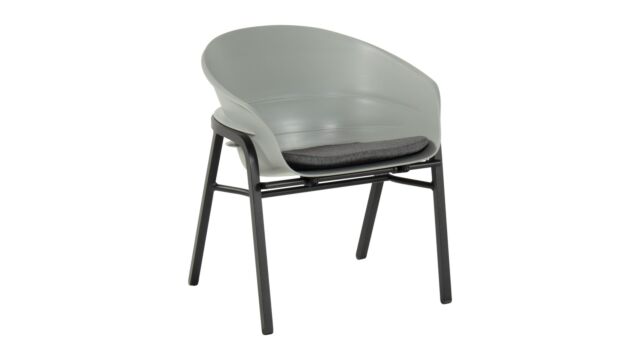 Fauteuil Tubb couleur béton avec pieds en aluminium noir et coque réglable Fauteuil Tubb couleur béton avec pieds en aluminium noir et coque réglable