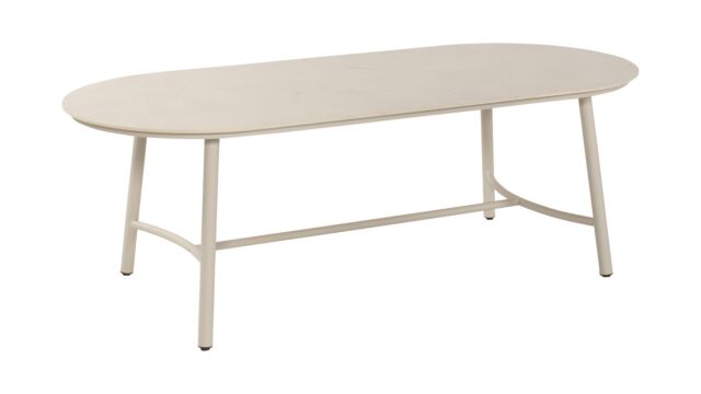 Flora Ovale Tuintafel Alu Frame & Keramische Tafelblad in Zand 220cm x 100cm