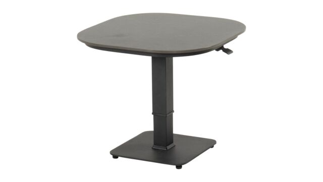 Tubb Bistro-Hebetisch 70 cm, Keramik, geädert, schwarz, mit schwarzen Beinen