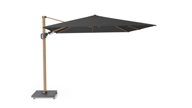 Zweefparasol Challenger T² Premium 300 x 300cm Mast Teak Alu - Doek Faded Black 