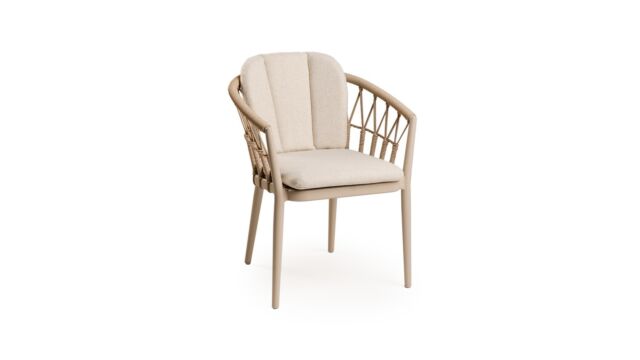 Alu Dinning Stoel Santa Fe Frame En Rope Champagne + Navajo White Kussen Alu Dinning Stoel Santa Fe Frame En Rope Champagne + Navajo White Kussen