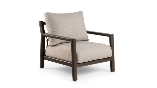 Alu Lounge Oasis 1-Zit Chocolat Frame Met Ivory White Kussen - Outdoor Koord Alu Lounge Oasis 1-Zit Chocolat Frame Met Ivory White Kussen - Outdoor Koord