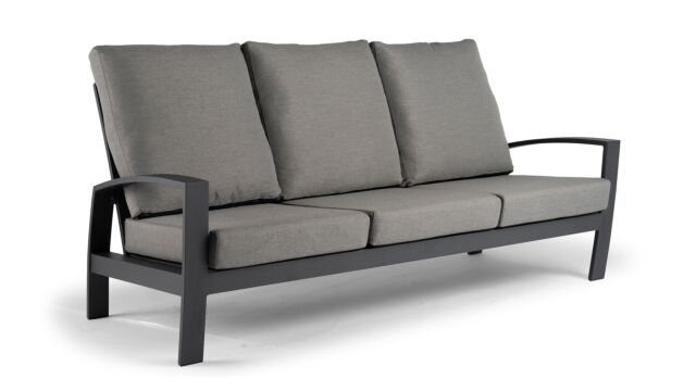 Alu Lounge Valencia 3-Sitzer, 198 cm x 89 cm x H93 cm, anthrazitfarbener Rahmen mit Schweizer Stoffkissen