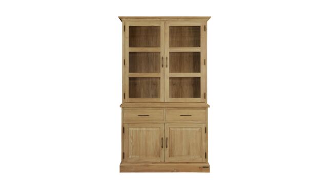 Vitrine Classique en Teck 120 cm 4 Portes Tournantes + 2 Tiroirs Collection Classic-Line Diamond