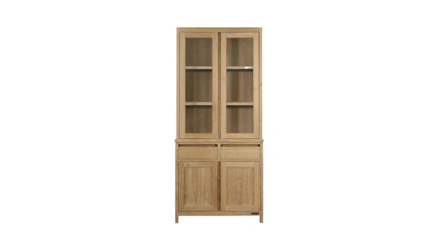 Vitrine Confort 120 cm 4 portes battantes + 2 tiroirs sans poignées Collection Comfort-Line Diamond