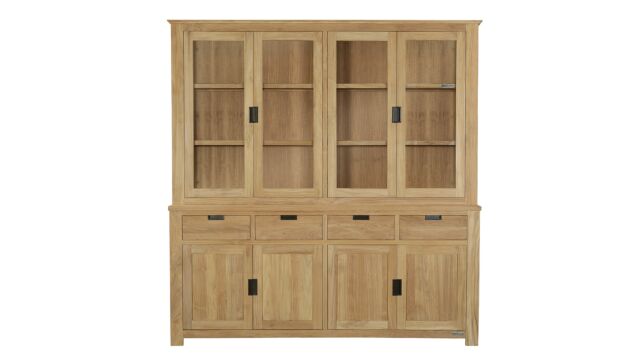 Vitrine Moderne Noire 200cm 8 Portes Tournantes + 4 Tiroirs Collection Modern-Line Diamond