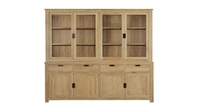 Vitrine Moderne Noire 240cm 8 Portes Tournantes + 4 Tiroirs Collection Modern-Line Diamond