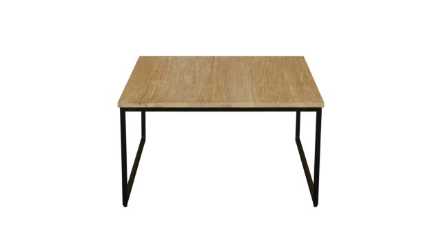 Modena Couchtisch, quadratisch, mit schwarzem Metallrahmen, 080 cm, Teakholz hell gebürstet – Diamond-Kollektion