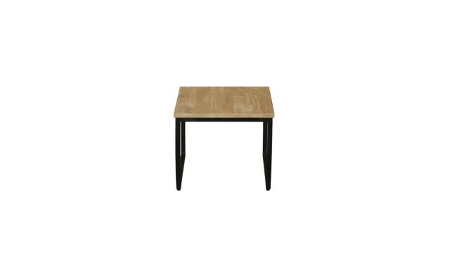 Modena Couchtisch, quadratisch, mit schwarzem Metallrahmen, 040 cm, Teakholz hell gebürstet – Diamond-Kollektion