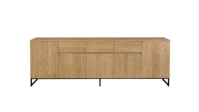 Buffet en teck Modena 250cm avec 5 portes battantes et 3 tiroirs - Collection Diamond