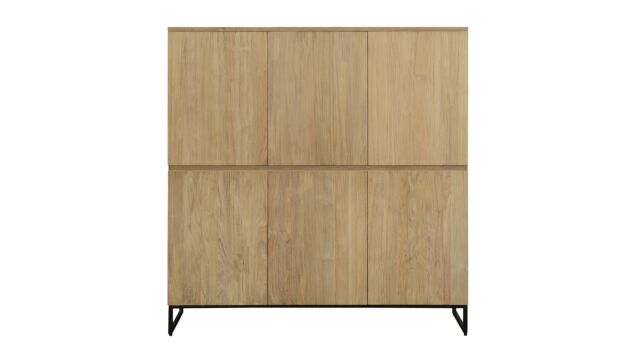 Modena Barkast Met 6 Draaideuren 150cm x 47cm x H157cm Teak Light Brushed