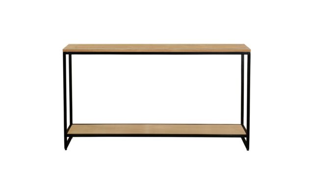 Modena Wandkonsole, Doppelplatte, 140 cm x 30 cm x H78 cm, Teakholz hell gebürstet