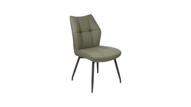 Fauteuil d'int&eacute;rieur Renoy avec cuir Firenze vert et pieds en m&eacute;tal noir