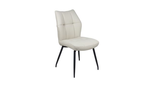 Fauteuil d'int&eacute;rieur Renoy avec cuir Firenze ivoire et pieds en m&eacute;tal noir