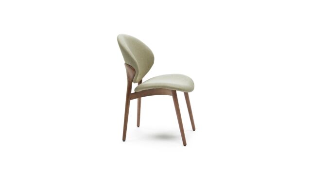 Chaise d'int&eacute;rieur Toky avec tissu Elcor menthe - Pieds en bois brun cendr&eacute;