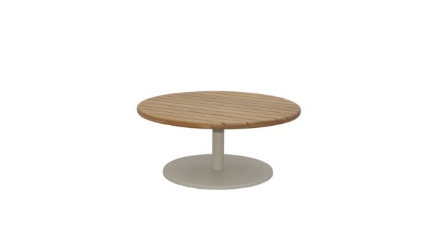 Suro Salontafel Dia 80cm Alu Frame Sand + Top Teak Naturel