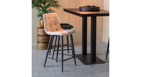 Bar stool Jelt - Natural Boucle - Black Metal Base
