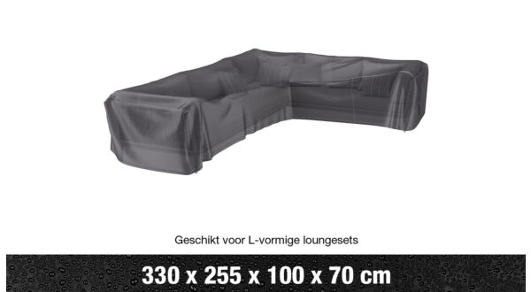 Abdeckung für Gartenset, L-Form, rechts, Anthrazit, 330 cm x 255 cm x 100 cm x H70 cm