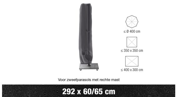 Sonnenschirmabdeckung Anthrazit Durchmesser 60/65 cm x H292 für 3,5 x 3,5 und 3 x 4