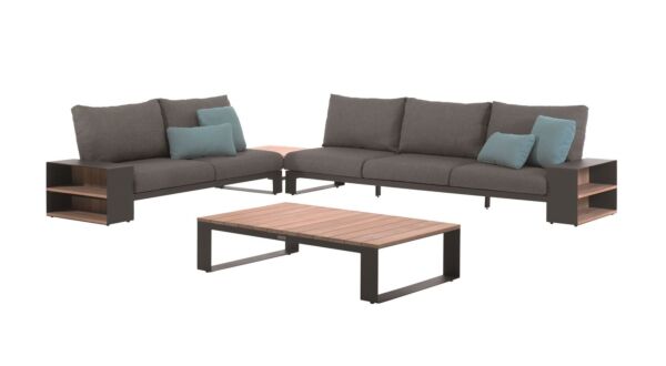 Alu Lounge Set Vinica Charcoal Mat With Cushions Seat and Back Color Dark Gray Sunproof - Italian Design