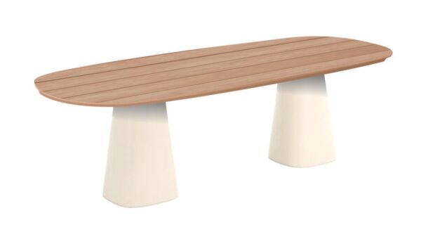 Teak Tuintafel Tiago 260cm x 110cm - Poot Cement Base - Teak Top
