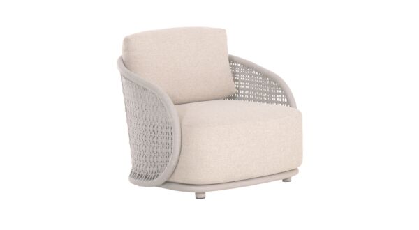 Alu Lounge Amora 1-seater Alu Linen With Rope Light Grey + Seat and Back Cushions Beige Sunproof