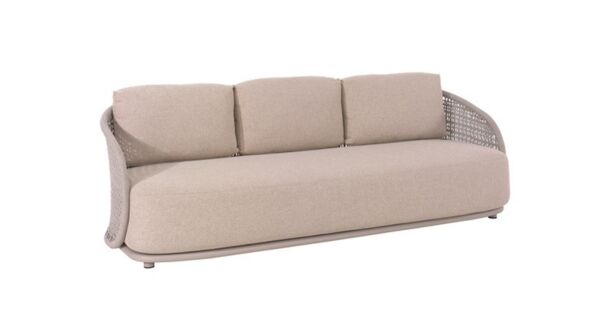 Alu Lounge Amora 3-Seater Alu Linen With Rope Light Grey + Seat and Back Cushions Beige Sunproof