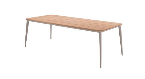 Table de jardin Alu Jack 240cm x 100cm Lin Alu Mat + Plateau Teck