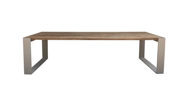 Table de jardin en teck Alice 280cm x 110cm - Structure métal Lin - Recup Teck