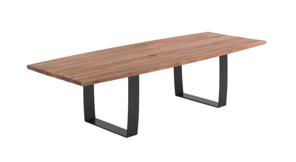 Table de jardin en teck Fanny 300 cm x 115 cm avec pieds en métal noir mat - Recup Teck